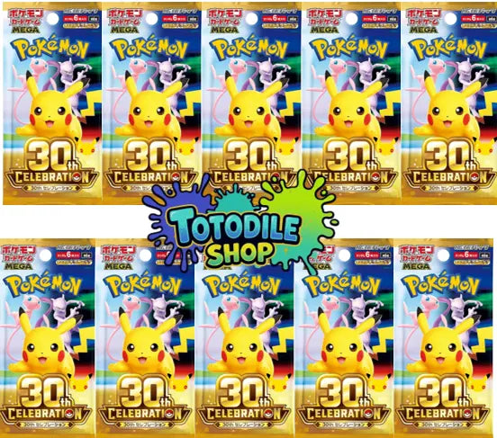 Lote de 10 sobres japoneses de Pokémon TCG 30th Celebration